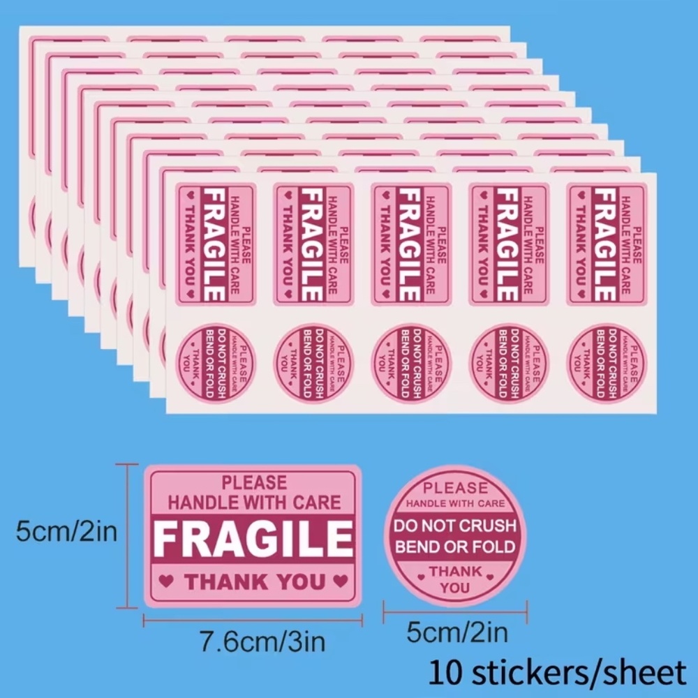 60 PC Fragile Stickers for Shipping Do Not Trample or Fold Stickers Do Not Drop - Picture 3 of 3